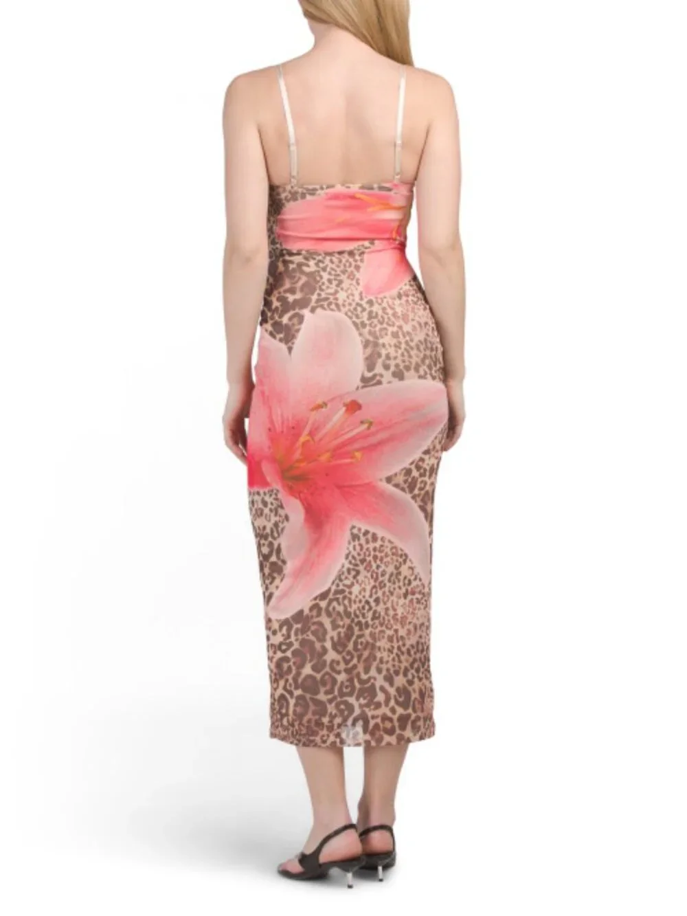Madden Girl Floral Mesh Cheetah Maxi Dress - Picture 3 of 3